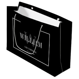 Sacola Para Presentes Grande Profissional Preto e Branco Padrinhos Minimalista 