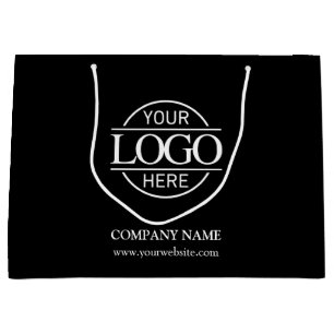 Sacola Para Presentes Grande Promocional de logotipo preto e branco para empres