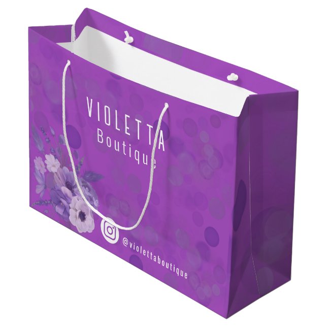 Sacola Para Presentes Grande Promocional de negócios personalizado violeta (Frente inclinada)