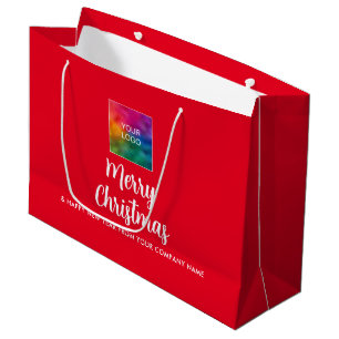 Sacola Para Presentes Grande Promocional Merry Christmas Company Logo Here