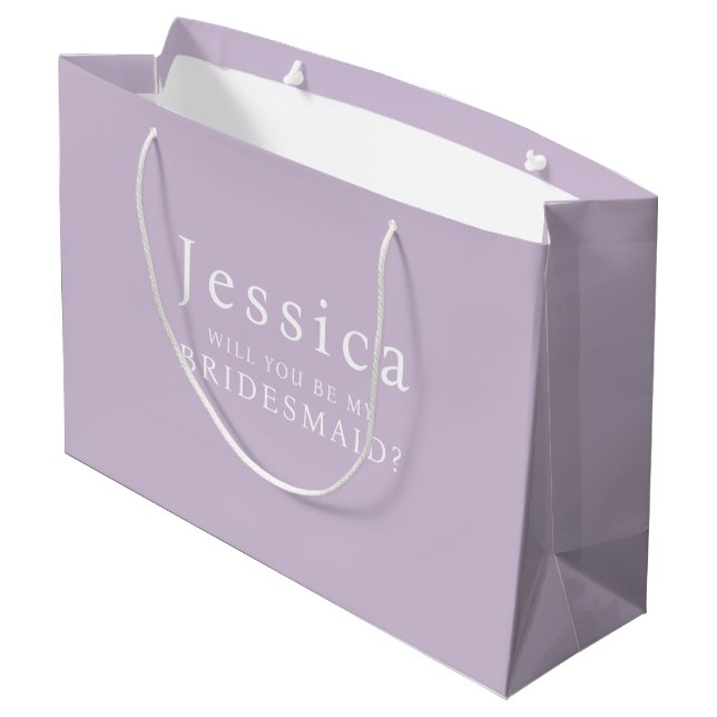 Sacola Para Presentes Grande Proposta de Dama de Honra Roxo Lilás (Verso inclinado)