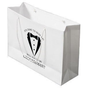 Sacola Para Presentes Grande Proposta de Padrinho de casamento de Terno Tuxedo