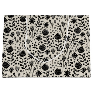 Sacola Para Presentes Grande Protea Floral Block Impressão Millefleur