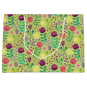 Sacola Para Presentes Grande Protea Floral Block Impressão Millefleur Cheio ver