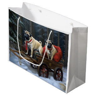 Sacola Para Presentes Grande Pug Christmas Fesason Season