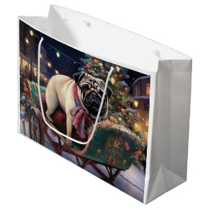 Sacola Para Presentes Grande Pug Christmas Fesason Season