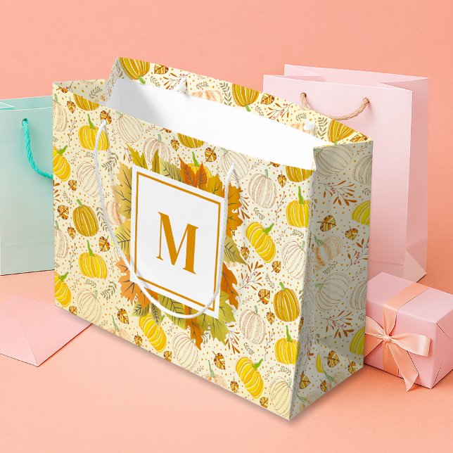 Sacola Para Presentes Grande Pumpkins Autumn Fall Harvest Pattern (Criador carregado)