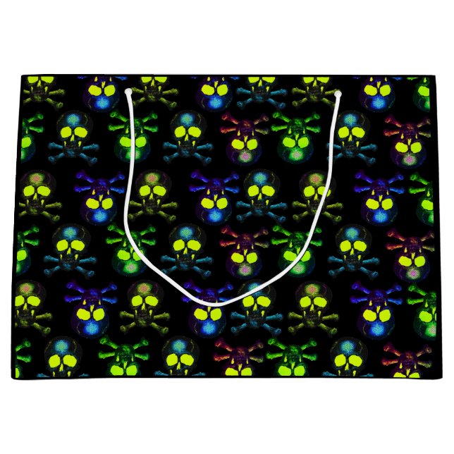 Sacola Para Presentes Grande Punk Pirate Ghost Skulls - Cobalt Nightmare Blue (Frente)