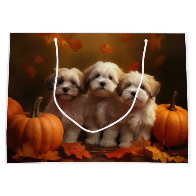 Sacola Para Presentes Grande Puppy Autumn Delight Pumpkin (Frente)