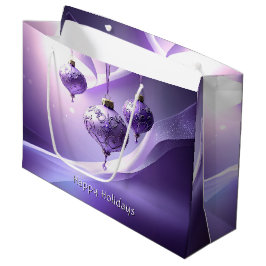 Sacola Para Presentes Grande Purple Decorative Christmas Ball Holiday Gift Bag
