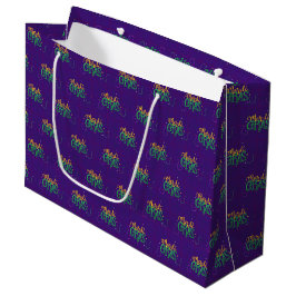 SACOLA PARA PRESENTES GRANDE PURPLE DOURADO MARDI GRAS