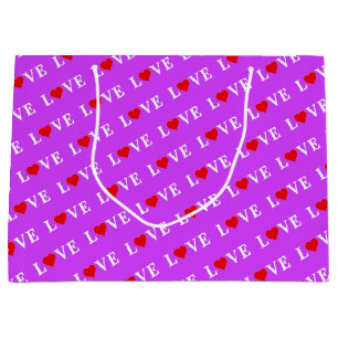 Sacola Para Presentes Grande Purple LOVE Coração moderna elegante chic