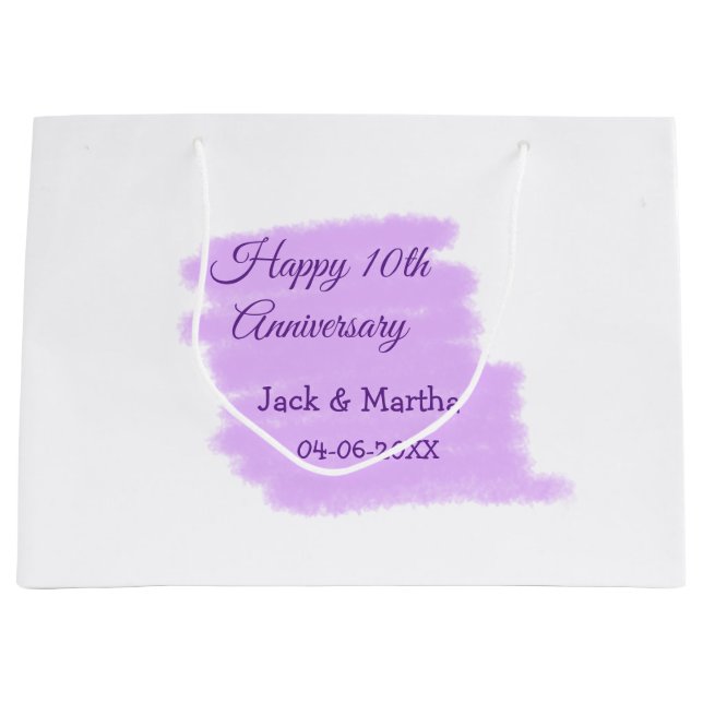 Sacola Para Presentes Grande Púrpura aquarela esplaquecer o 10º aniversário mod (Frente)