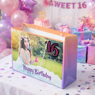 Sacola Para Presentes Grande Púrpura de 16 anos doce