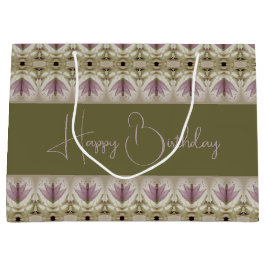 Sacola Para Presentes Grande Púrpura Floral Padrão