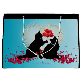 Sacola Para Presentes Grande Purr Love - Cat Namorados Balloons - Saco para pre