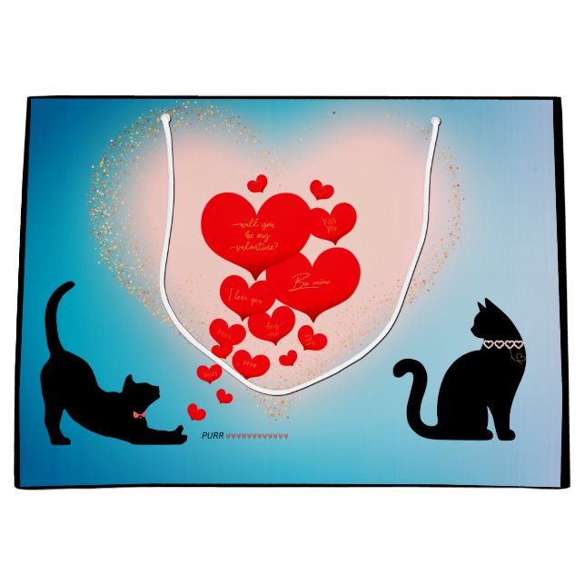 Sacola Para Presentes Grande Purr Love - Cat Namorados Gift Bag - Seja Mente (Frente)