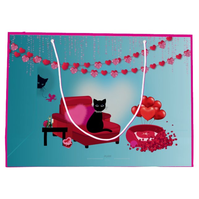 Sacola Para Presentes Grande Purr Love - Cupid - Cat Gift Bag (Verso)