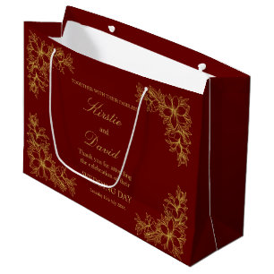 Sacola Para Presentes Grande Quadro e Flores do Ornamentado de Casamento Chic