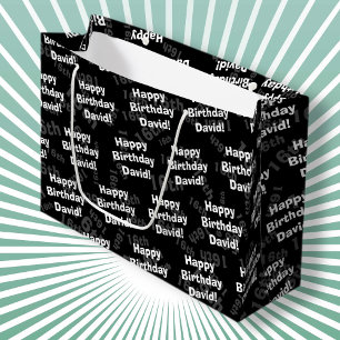 Sacola Para Presentes Grande Qualquer idade e nome personalizado feliz aniversá