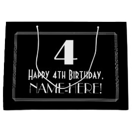 Sacola Para Presentes Grande Quarto aniversário: Art Deco Inspira Estilo "4", N
