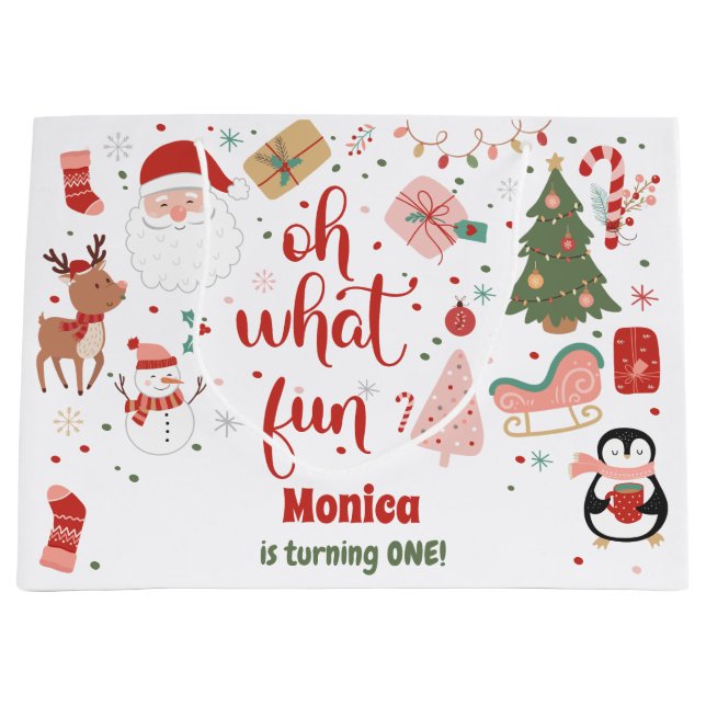 Sacola Para Presentes Grande Que aniversário divertido de natal (Frente)