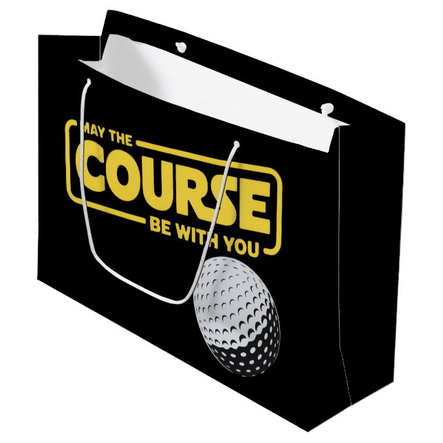 Sacola Para Presentes Grande Que o Campo Esteja Com Você Golfe Divertido Golfe (Frente inclinada)