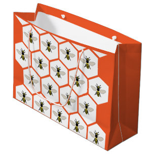 Sacola Para Presentes Grande Querida Abelha Honeycomb Abelhas Bonita