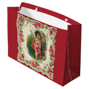 Sacola Para Presentes Grande Querubim Vitoriano do Dia dos Namorados Antigo no 