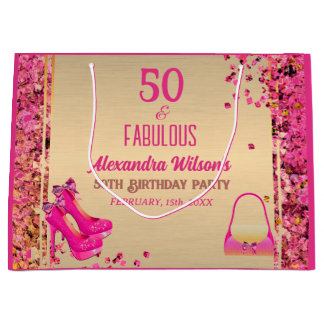Sacola Para Presentes Grande Quic 50& Alcanços Altos Fabulosos Dourados Brilhan