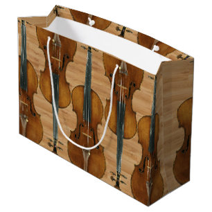 Sacola Para Presentes Grande Quinteto do violino de Stradivari no efeito de