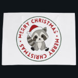 Sacola Para Presentes Grande Raccoon Christmas Snow Winter Raccoons Large Gift<br><div class="desc">O guaxinim do Natal como um cartão de saudação. Animais engraçados com presentes e neve nas férias. Também é engraçado para o natal em julho. Os guaxinins são animais bonitos e perfeitos para o Natal.</div>