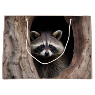Sacola Para Presentes Grande Racoon na Caverna das Árvores