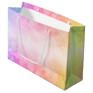 Sacola Para Presentes Grande Rainbow Watercolor