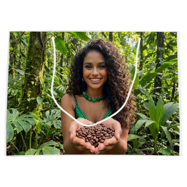 SACOLA PARA PRESENTES GRANDE RAINFOREST LOVE  (Frente)