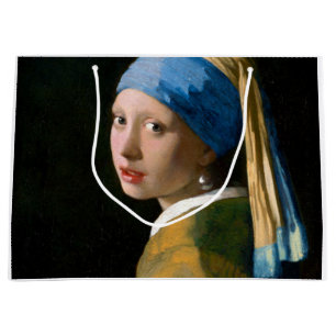 Sacola Para Presentes Grande Rapariga com brinco de pérola, Johannes Vermeer, 1