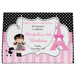 Sacola Para Presentes Grande Rapariga de Brunette Torre Eiffel de Paris