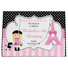 Sacola Para Presentes Grande Rapariga Loira da Torre Eiffel de Paris