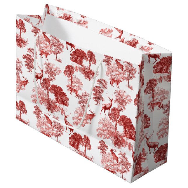 Sacola Para Presentes Grande Raposa de cervo de madeira do Na moda Elegante em  (Frente inclinada)