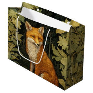 Sacola Para Presentes Grande Raposa na floresta, estilo Art Nouveau