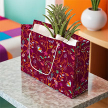 Raspberry Jacobean Pattern