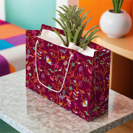 Sacola Para Presentes Grande Raspberry Jacobean Pattern