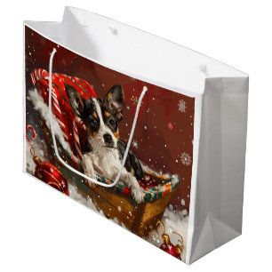 Sacola Para Presentes Grande Rat Terrier Cog Natal Festivo