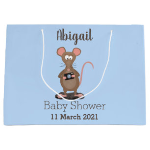 Sacola Para Presentes Grande Rato engraçado com ilustração de desenho animado c