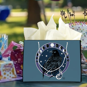 Sacola Para Presentes Grande Raven Moon Phases Stars Azul