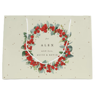 Sacola Para Presentes Grande Red Berry Personalizado+Eucalyptus Natal