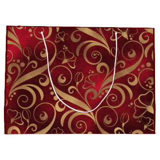 Sacola Para Presentes Grande Red e Dourada Gift Bag