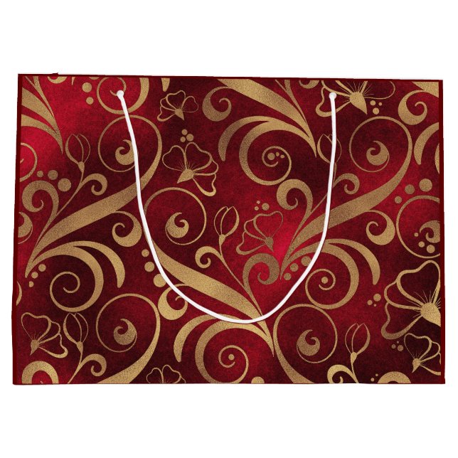 Sacola Para Presentes Grande Red e Dourada Gift Bag (Verso)