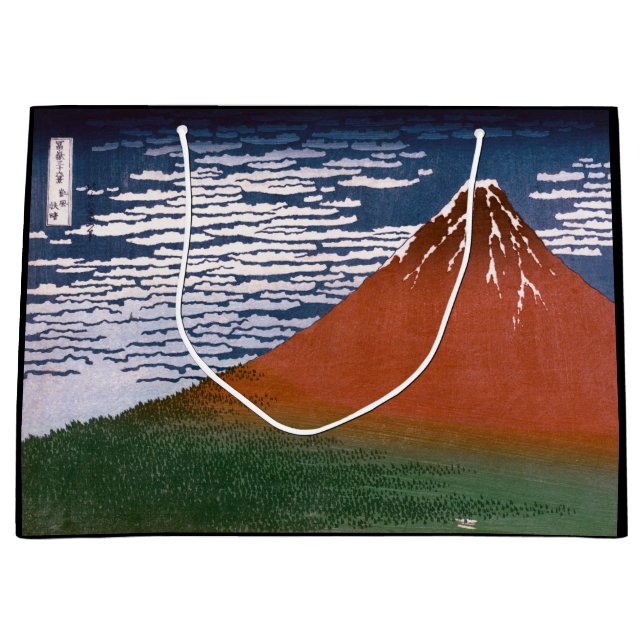 Sacola Para Presentes Grande Red Fuji, Aka Fujiyama Volcano Katsushika Hokusai (Frente)