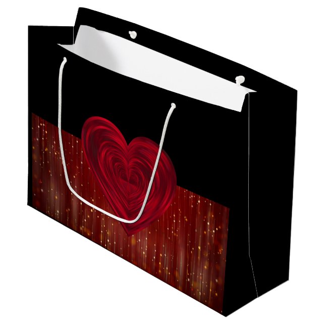 Sacola Para Presentes Grande Red Hearts Large Gift Bag (Frente inclinada)